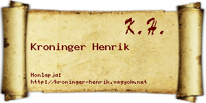 Kroninger Henrik névjegykártya